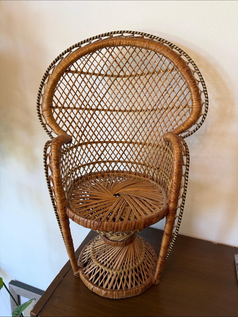 Woven Rattan Peacock PLANT STAND